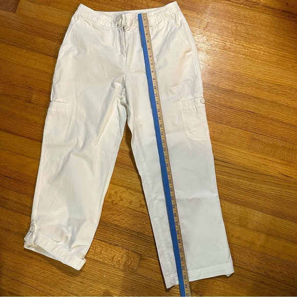 Pendleton Womens Cotton White Flat Front Crop Pants Size 4 (b5 - Picture 2 of 15